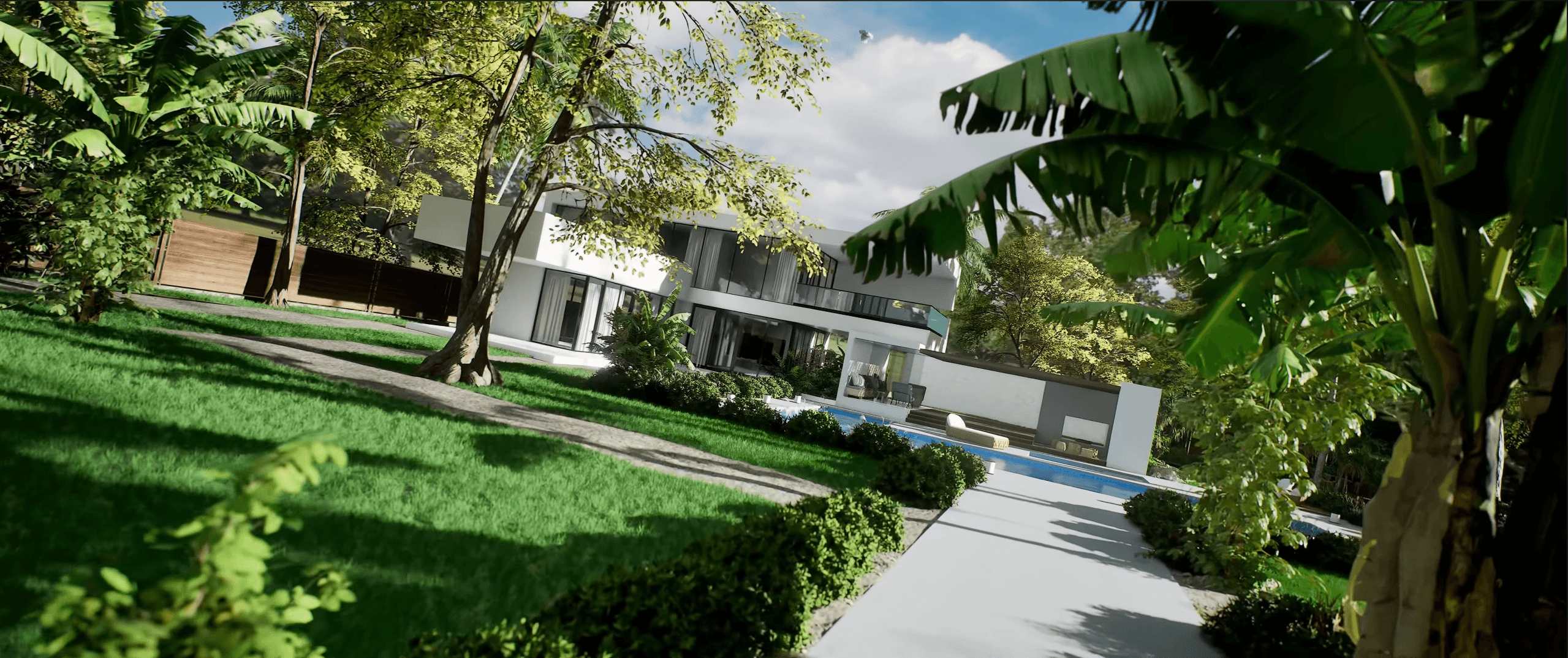 Render 3D, Arquitectura, casa de lujo exterior.